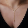 Ladies Fashion Jewelry Simple Pendant Necklace Hot Womens Chic Y Shaped Circle Lariat Style Chain Jewelry Necklace