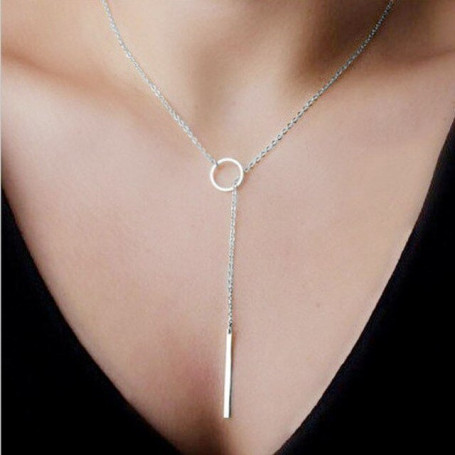 Ladies Fashion Jewelry Simple Pendant Necklace Hot Womens Chic Y Shaped Circle Lariat Style Chain Jewelry Necklace