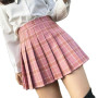 XS-XXL High Waist Women's Skirts Striped Pleated Skirt Elastic Waist Female Skirts Sweet Mini Skirts Dance Skirt Plaid Skirt