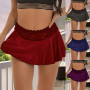 Women Summer Solid Color Mini Skiros Lace Patchwork Female Sexy Low Waist Skirts