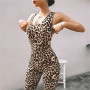 Ladies Sexy Printed Leopard Jumpsuits High Quality Elastic Skinny Fitness Jumpsuit Back Bandage Hollow Out Rompers For Female