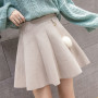 Woolen Fabric A-Line Skirt Autumn And Winter Women's Clothing 2021 New Solid Color Plaid Winter Skirt High Waist Pleated Skirt