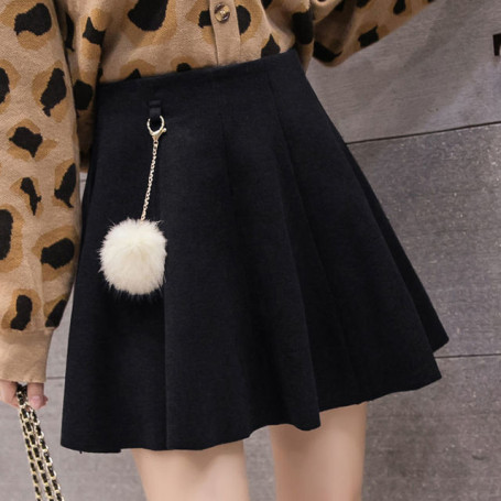 Woolen Fabric A-Line Skirt Autumn And Winter Women's Clothing 2021 New Solid Color Plaid Winter Skirt High Waist Pleated Skirt