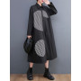 Long Sleeve Oversized Vintage Print Shirt Dresses For Women Loose Casual Long Dress Fashion Elegant Clothing Spring Autumn