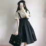 Spring Autumn Women Skirt Casual Sweet A-line Long Skirts Solid Simplicity Strap Skirt Female Japan Style
