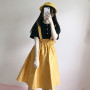 Spring Autumn Women Skirt Casual Sweet A-line Long Skirts Solid Simplicity Strap Skirt Female Japan Style
