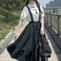 Sweet Women Skirt Preppy Style Strap Long Skirt Ruffles Loose Cute Student Casual Skirt Female Skirts HOT
