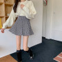 Houndstooth Plaid Autumn Mini Skirts Women Vintage Harajuku Ball Gown Party Skirt Zipper Shorts Skirt Elegant Streetwear M319