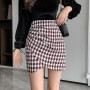 Pleated Pencil Skirts Women High Waist Houndstooth Woolen Sexy Skinny Short Skirt Korean Slim Skirt Vintage Zipper Winter O039