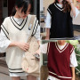 Autumn Plus Size Sleeveless Vest Korean Casual Women Vest knit Striped sweater vest kz212