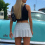 Summer Ruched Skirts For Women White Y2K Mini Beachwear High Waist Casual Short Skirt Fashion Kawaii Korean Style Pleated Skirt