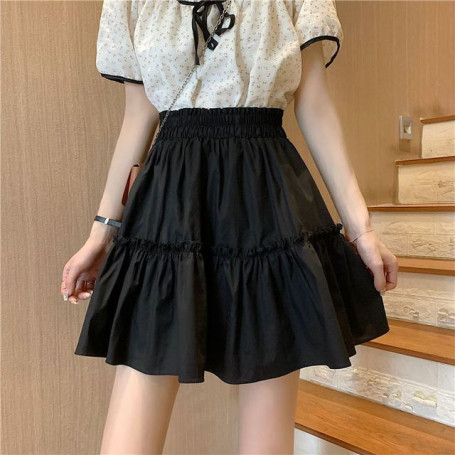 Mini Skirt A Line Pleated Skirt Women Girl White Black Korean Fashion Clothes Clothing Kawaii Cute Style Fairy Core Fairycore