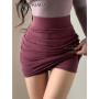 Wine Red Pleated Skirts Autumn High Waist Slim Hip Fold Peach Mini Skirt Hot Sexy Korean Sweet Women Skirts Asia skirt 62NW