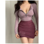 Wine Red Pleated Skirts Autumn High Waist Slim Hip Fold Peach Mini Skirt Hot Sexy Korean Sweet Women Skirts Asia skirt 62NW