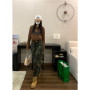 High-waisted Camouflage Skirt Women's Spring Autumn New Street Style Slits Show Thin Big Pocket Cargo Mid-length Skirts Female