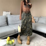 High-waisted Camouflage Skirt Women's Spring Autumn New Street Style Slits Show Thin Big Pocket Cargo Mid-length Skirts Female