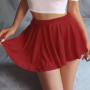 Women Sexy Mini Skirt Club Wear See Through Skirts Ladies Ice Silk A-Line Pleated Skirt Low Rise Waist Ruffled Skirt Nightdress