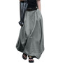Vintage Summer Maxi Long Skirt Solid Color Cotton Linen Large Hem Sweet Slim All-match Elastic High Waist A-Line Skirt