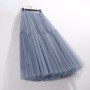 Ruffles Tutu Pleated Skirt Women High Waist Big Swing Vintage Tulle Skirt Korean Black Green Mesh Long Skirt Clothing Streetwear