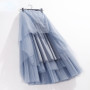 Ruffles Tutu Pleated Skirt Women High Waist Big Swing Vintage Tulle Skirt Korean Black Green Mesh Long Skirt Clothing Streetwear