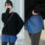 Women Denim False Hem Layering Fake Top Lower Sweep Skirt Half Shirt Extenders