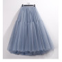 Ruffles Tutu Pleated Skirt Women High Waist Big Swing Vintage Tulle Skirt Korean Black Green Mesh Long Skirt Clothing Streetwear