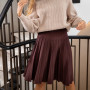 Women Knitted Pleated Skirts Fashion High Waist Knit Dress Solid Color Female Classic Skirt