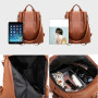 High Quality PU Leather Backpack Multifunction Bag Women Patchwork Casual Anti-Theft Backpacks 31*15*32CM