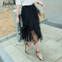 Womens Autumn 3 Layers Princess Tulle Mesh Pleated Skirt Saia Female Jupe Summer Tutu Skirts Faldas Mujer Moda