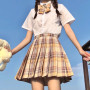 Summer Women's Mini Skirt Harajuku Korean Fashion Sweet Cute Kawaii Skirt Girl High Waist Plaid Pleated Skirt Girl