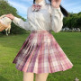 Summer Women's Mini Skirt Harajuku Korean Fashion Sweet Cute Kawaii Skirt Girl High Waist Plaid Pleated Skirt Girl