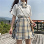 Summer Women's Mini Skirt Harajuku Korean Fashion Sweet Cute Kawaii Skirt Girl High Waist Plaid Pleated Skirt Girl