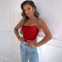 Sleeveless Off Shoulder Velvet Fashion Sexy Corset Crop Tops Vest Female Underwear Backless Bustier Top Solid