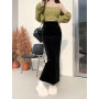 SML Fish Tail Velvet Skirt Women Mermaid Trumpet Long Skirts Ankle Length Empire High Waist Skinny Bodycon Skirt Female(77100