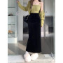 SML Fish Tail Velvet Skirt Women Mermaid Trumpet Long Skirts Ankle Length Empire High Waist Skinny Bodycon Skirt Female(77100