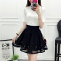 Elegant Cute Women's A Line Mesh Mini Skirts Elastic Tulle Pleated Skirt Sweet  Skirt Prom Cosplay Lolita Princess Petticoat