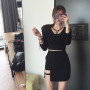 Korean Style Black Package Hip Skirts Irregular Hem Pencil Micro Mini Skirt Sexy Slim Women Party Skirts