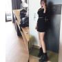 Korean Style Black Package Hip Skirts Irregular Hem Pencil Micro Mini Skirt Sexy Slim Women Party Skirts