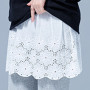 Women Shirt Extender for Sweatshirt Sweater Hollow Out Embroidery Floral Layered Top Lower Sweep Hem Half Slip Skirt F3MD