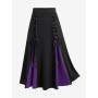 ROSEGAL Gothic Lace Up A Line Skirt For Women Godet Hem Colorful Y2K Elastic Waisted Midi Skirt Ladies Cozy Basic Bottoms 4XL