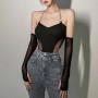 Women Overall Club Slim Sexy Gothic Chain Halter Backless Women Skinny Bodysuit Girl Shorts Jumpsuit Rompers with Oversleeve