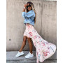 Women's Skirts  Style Printed Temperament Flowers Elegant and Irregular Fashion Trend Casual Ladies Dress