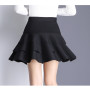 Korean Skirt Casual Mini Stretch Waist Flared Plain Pleated Skater Skirt Harajuku Skirt Vintage Black Skirt Women Skirt