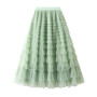 jupe femme ete  Spring Party Skirt Elastic High Waist Long Tulle Skirt Women Multilayer ruffles Pink Mesh Tutu Skirt Ladies