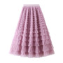 jupe femme ete  Spring Party Skirt Elastic High Waist Long Tulle Skirt Women Multilayer ruffles Pink Mesh Tutu Skirt Ladies