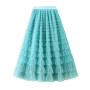 jupe femme ete  Spring Party Skirt Elastic High Waist Long Tulle Skirt Women Multilayer ruffles Pink Mesh Tutu Skirt Ladies