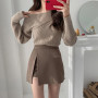 OL High Waist Female Bottom Popular Spring Autumn  Mini Skirts Women Irregular Solid Side-slit Stretchy Korean Style Trendy Chic