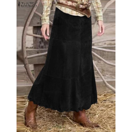 High Waist Corduroy Skirts Autumn A-Line Skirt Female Solid Faldas Saia Casual Jupe Elegant Casual Vintage Loose Dress