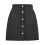 Corduroy Button Skirts Autumn Women High Elastic Waist Side Zip Pocket A-Line Mini Skirt LDY-WW5135