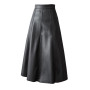 Seoulish Black Faux PU Leather Women's A-Line Skirts 2022 New Autumn Winter High Wasit Solid Chic Umbrella Office Skirts Female